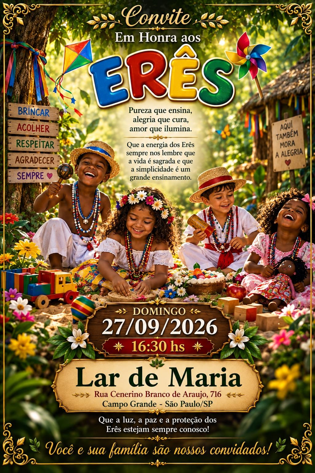 Convite Em Honra aos ERÊS - Domingo 27/09/2026 às 16:30 hs